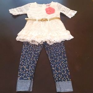 Girls 2-Piece Top & Floral Pants Set Size 2T